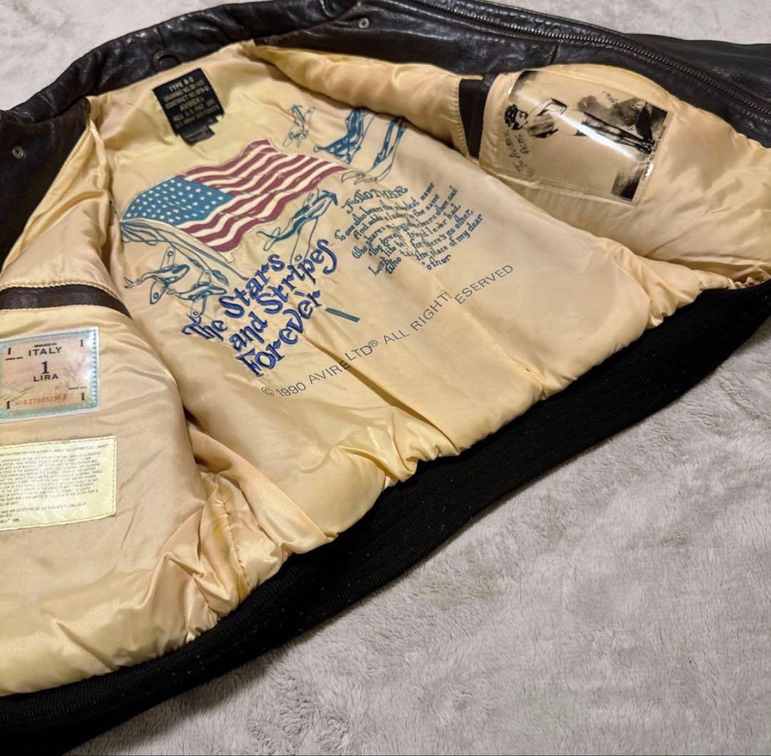 AVIREX A-2 レザージャケット S 大きめ 90s USAFモデル 着画