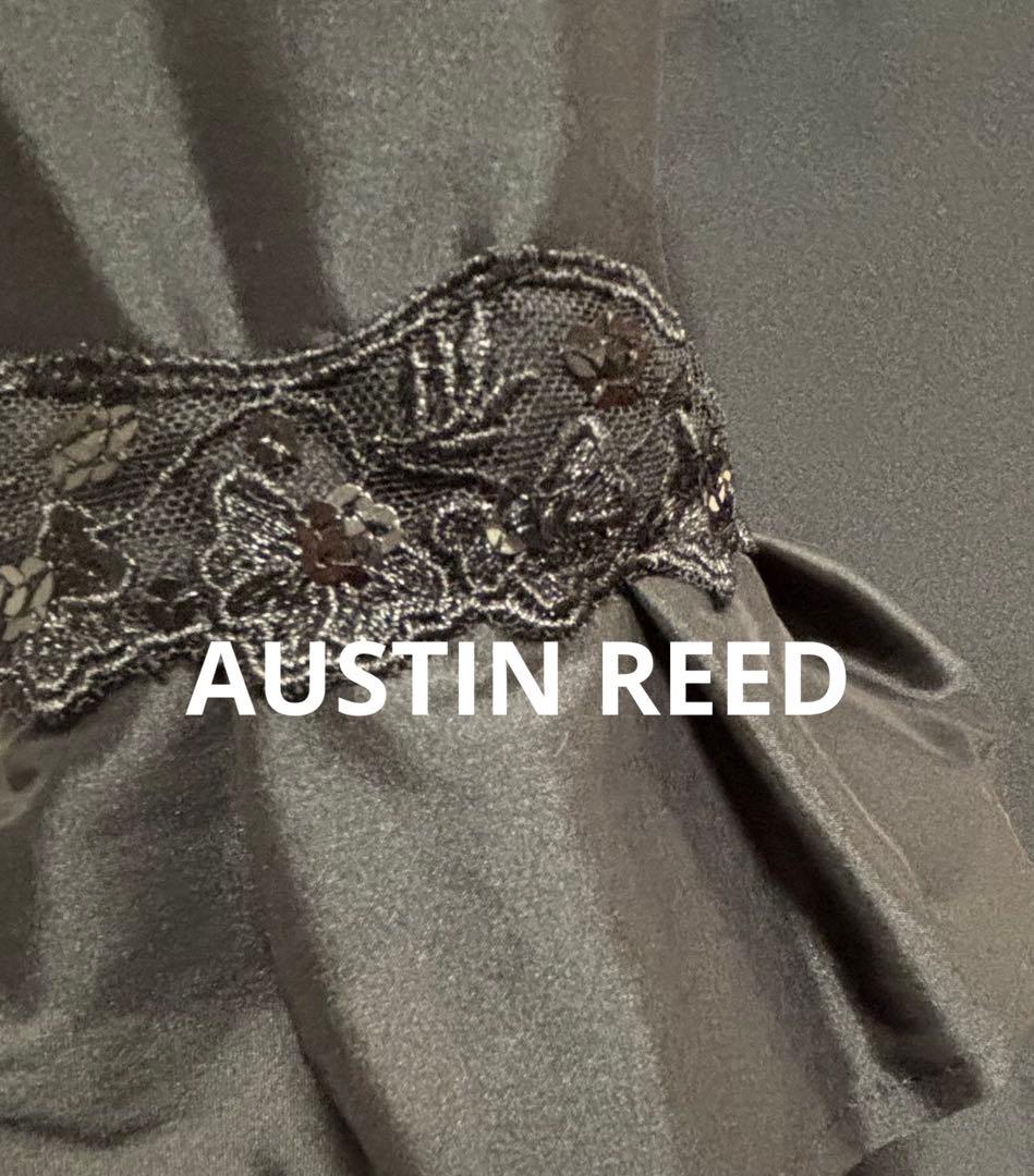✨AUSTIN REED ✨オースチンリード✨装飾襟ブラック光沢ブラウス38