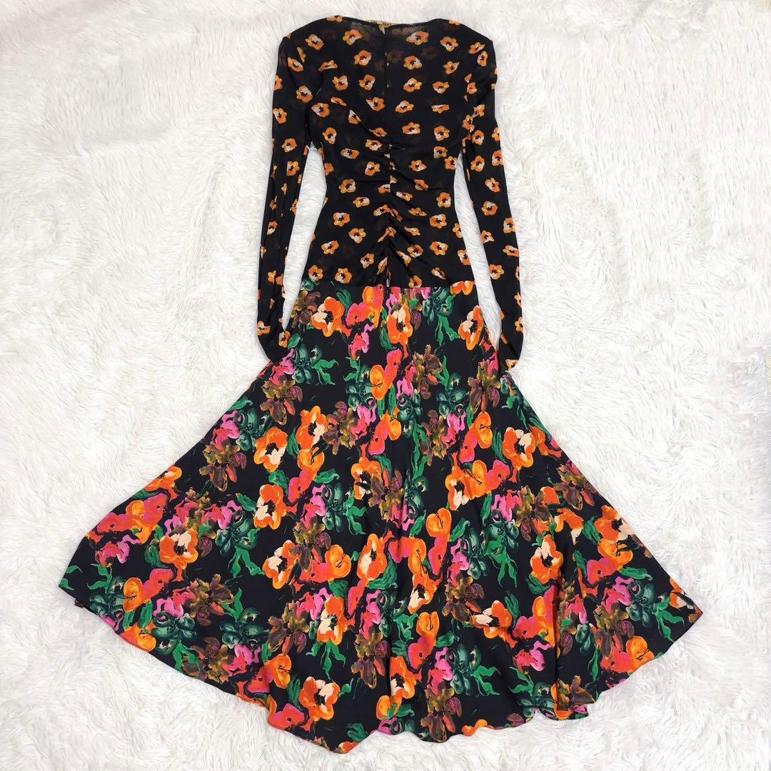 DIANE von FURSTENBERG 花柄ワンピース　シルク混　ブラック