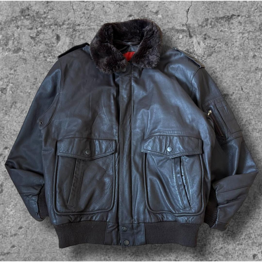90s VINTAGE flight jacket A-2 G-1 短丈　茶色