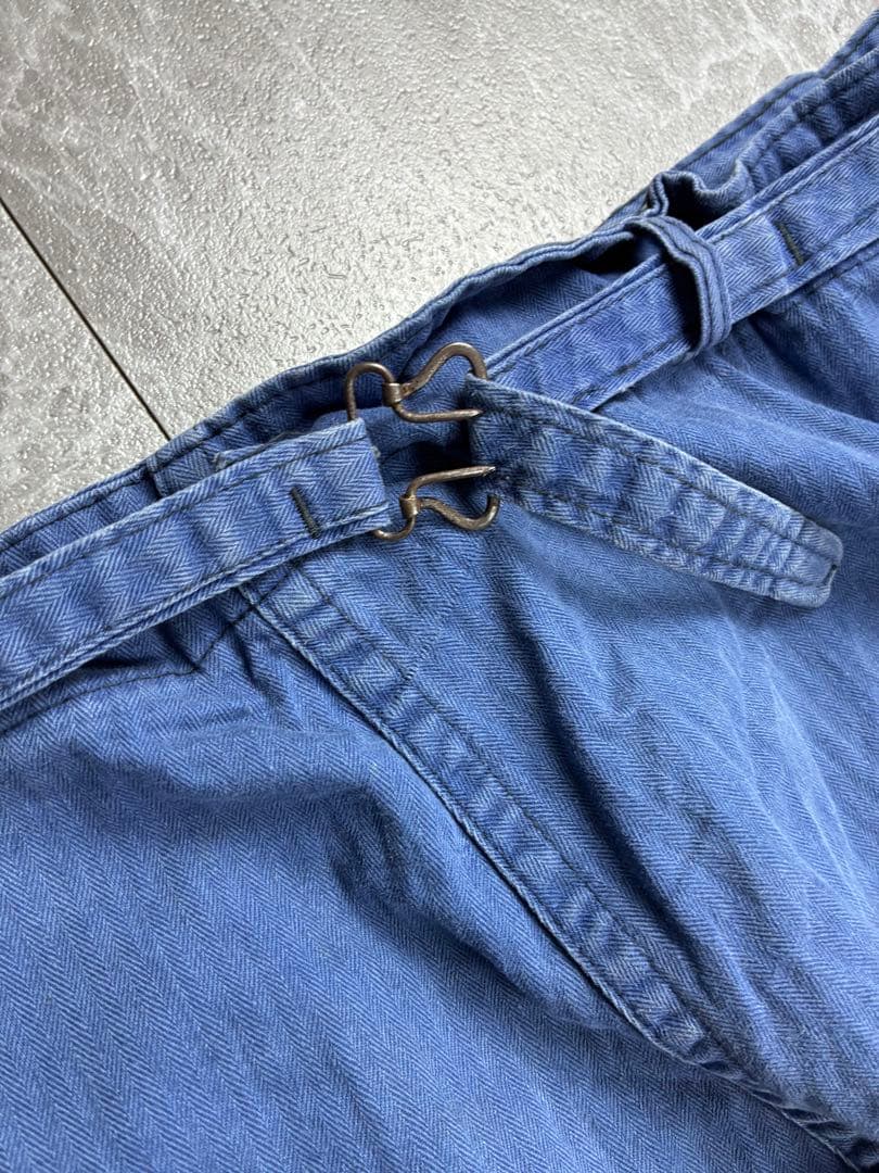 40s ユーロワーク ペインターパンツ ドイツ シンチバック 針刺し ブルー