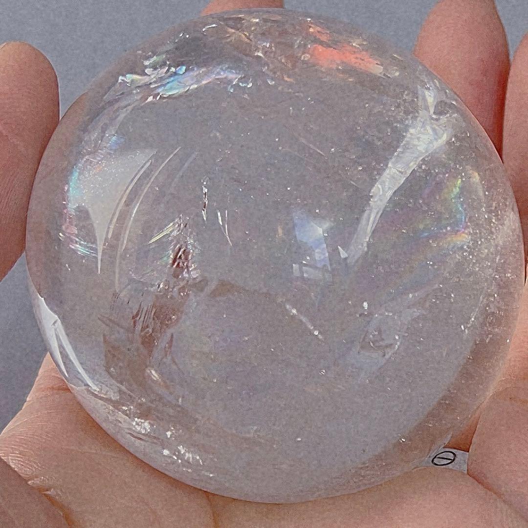 天然石 本水晶 高透明度 虹 レインボー 水晶 丸玉 原石