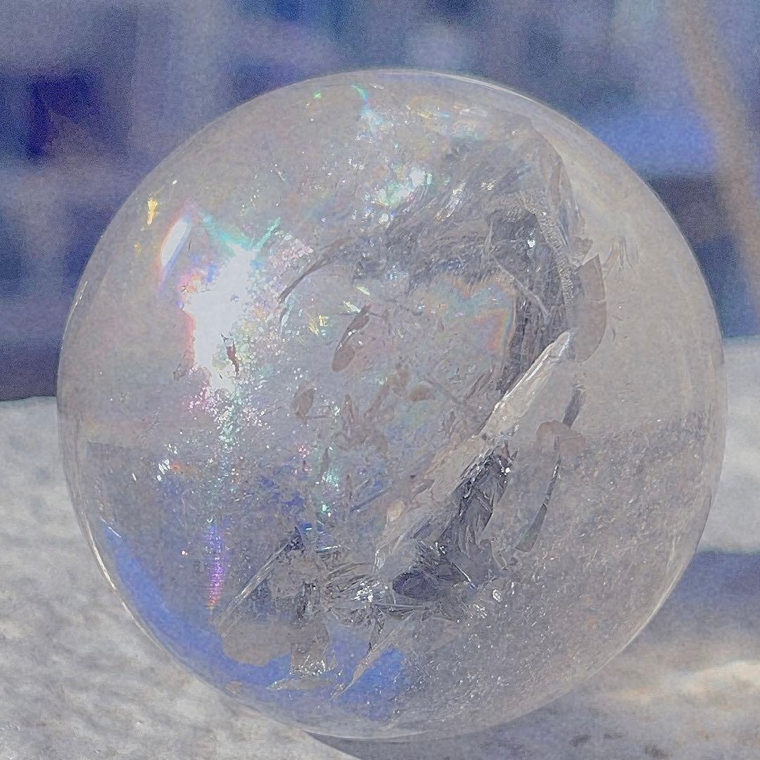 天然石 本水晶 高透明度 虹 レインボー 水晶 丸玉 原石