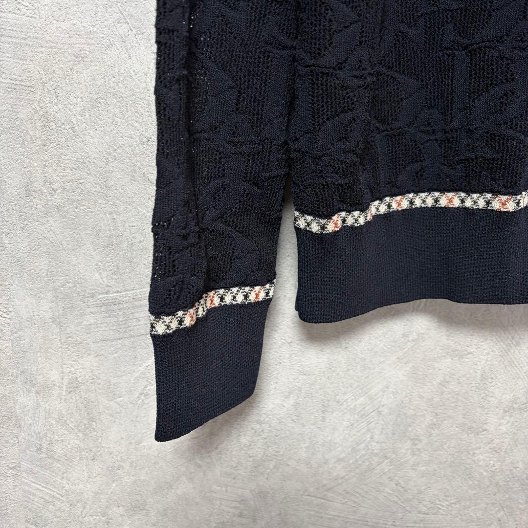 DAKS ネイビー フルジップ ロゴ パーカー シースルー 40 極美品