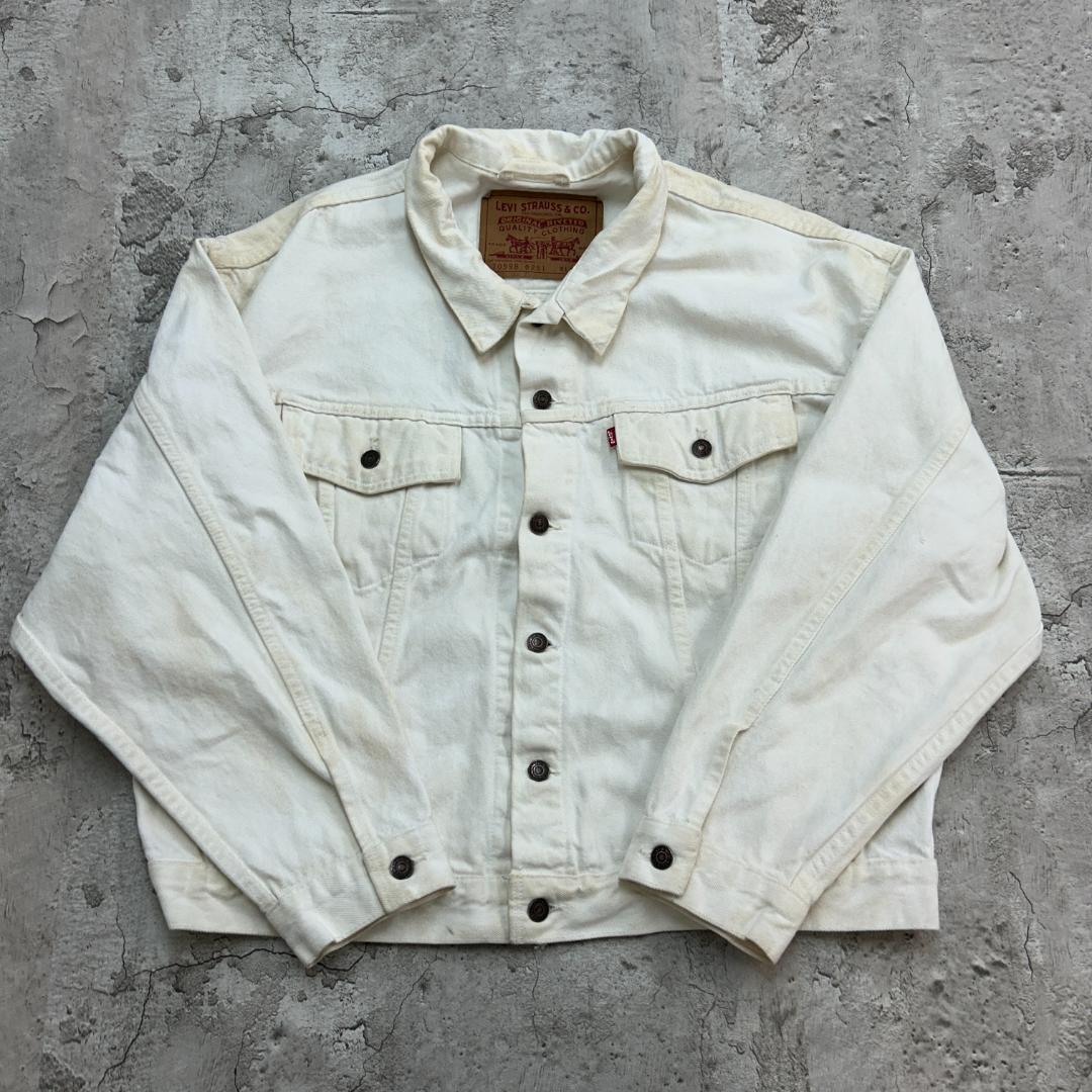 グ*ン様 90s　USA製　Levi's　デニムジャケット　XL　ホワイト　無地