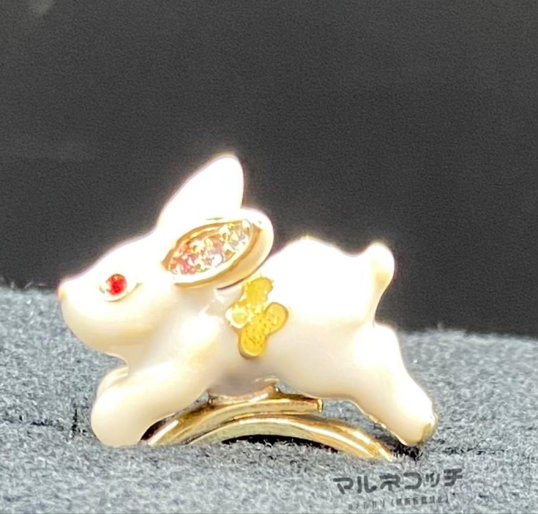 アナスイ　真珠と雪うさぎ　ダブルリング　ウサギ　うさぎ　リング