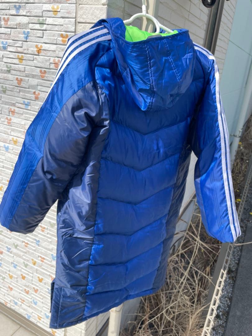 値下げ可　adidas 青緑 ダウンベンチコート J150