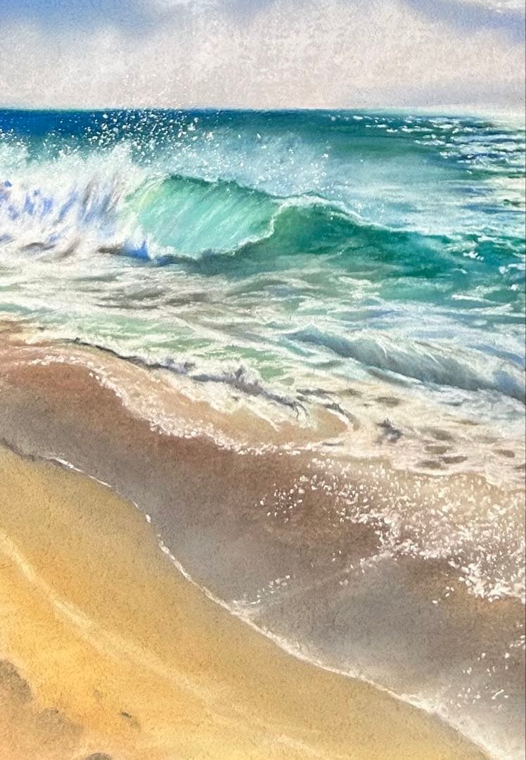 眺める海の景色 パステル画 原画