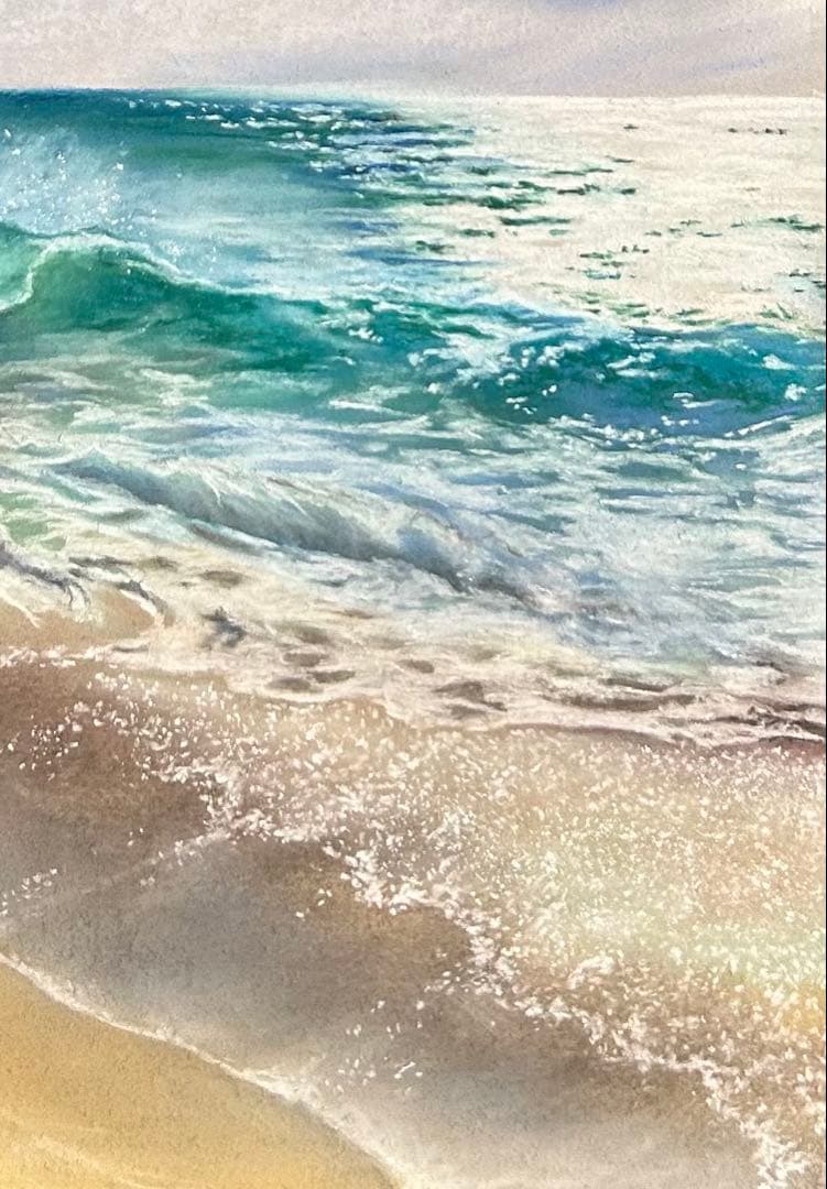 眺める海の景色 パステル画 原画