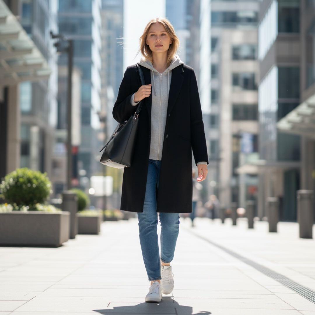 極美品✨ZARA デタッチャブルフード コントラストコート　S
