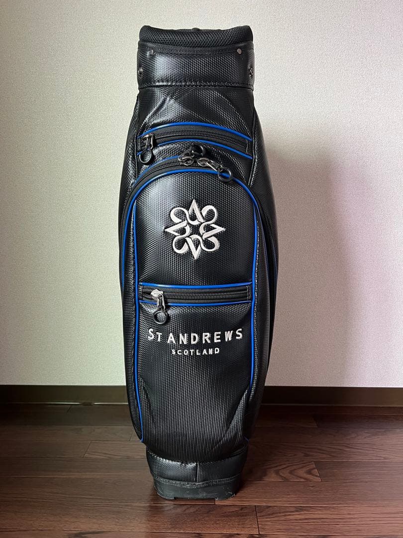 ST ANDREWS キャディバッグ ブラック/ブルー 収納サブバック付き