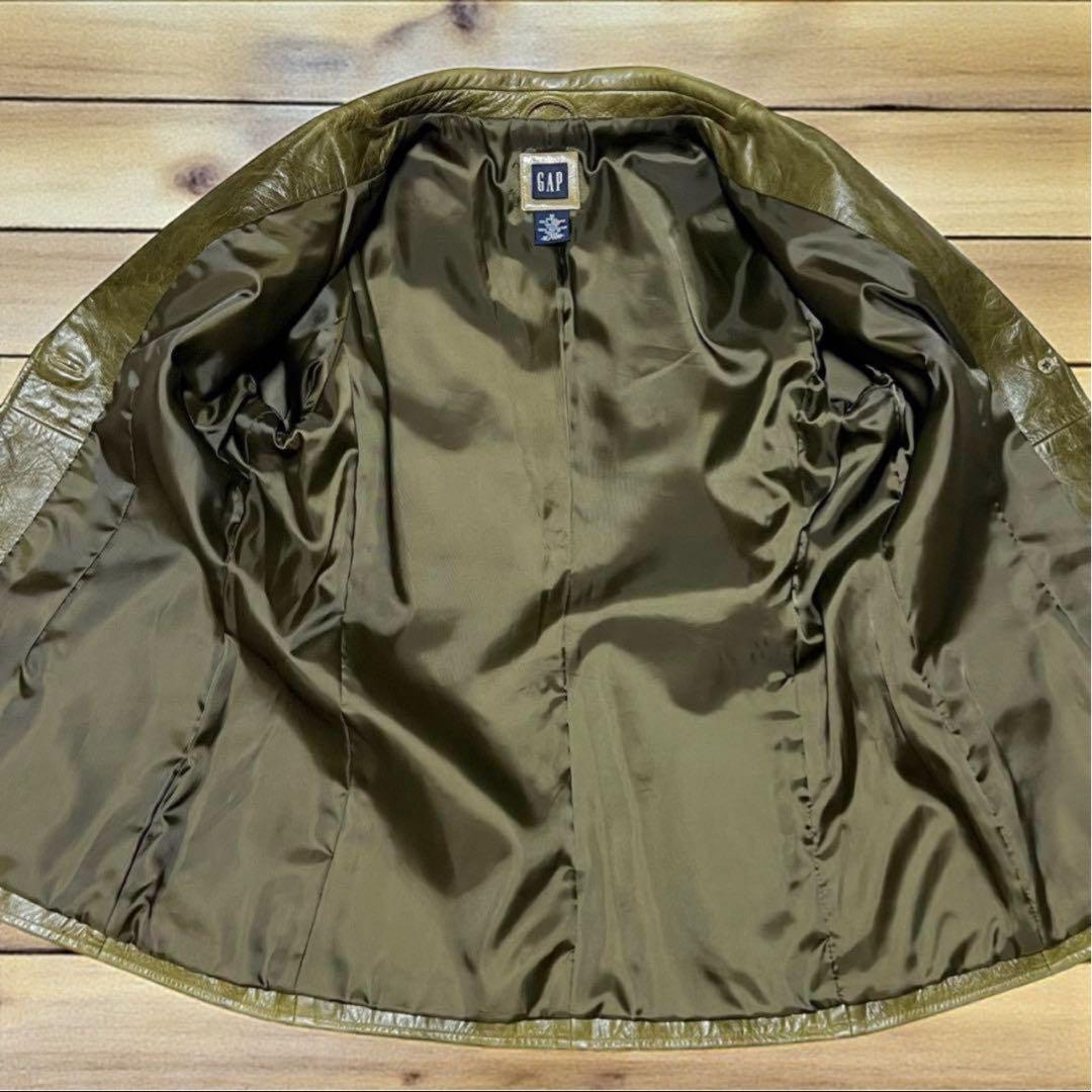 GAP オールドギャップ　レザーテーラードジャケット　希少色　オリーブ　M