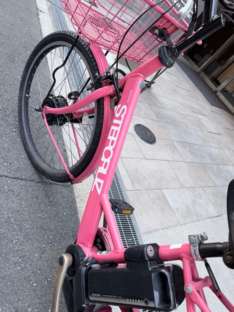 大阪府　ブリヂストン　ステップルーズ 電動アシスト自転車 ピンク