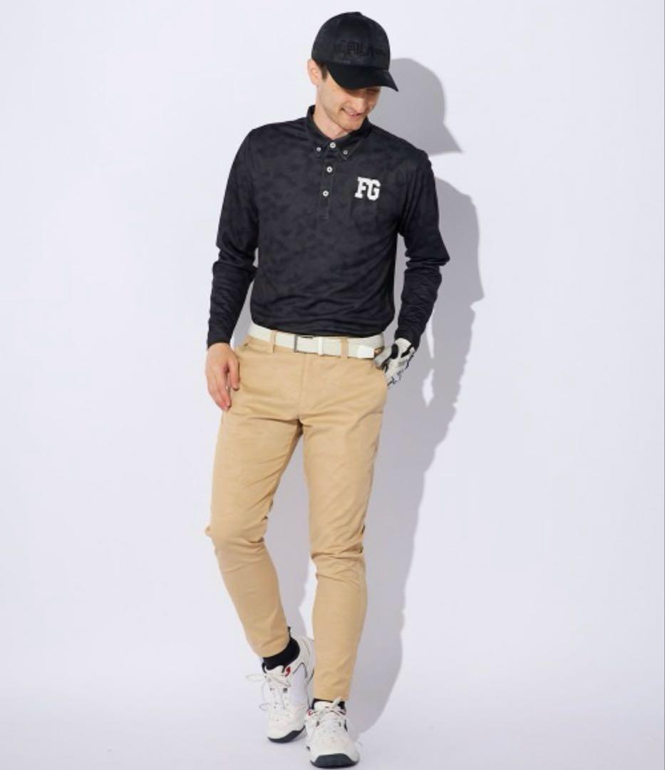★新品★ FILA GOLF フィラゴルフ カモ柄長袖ポロシャツ メンズXL 黒