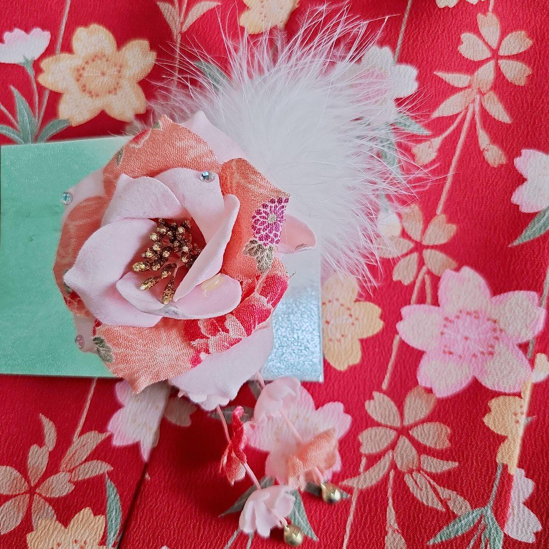 ✨七五三　三歳女の子✨　桜　大正ロマン風　着物フルセット　ピンク×赤