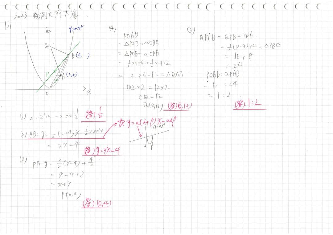 塾講師オリジナル数学解説 全問動画付 福岡大大濠2022-24高校入試過去問