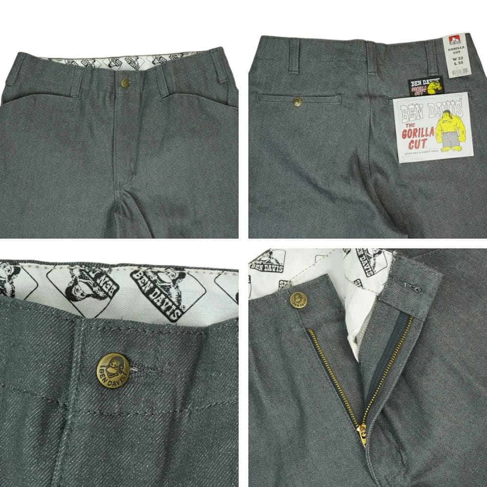 新品W34ベンデイビスbendavisゴリラカットチャコールデニムワークパンツ