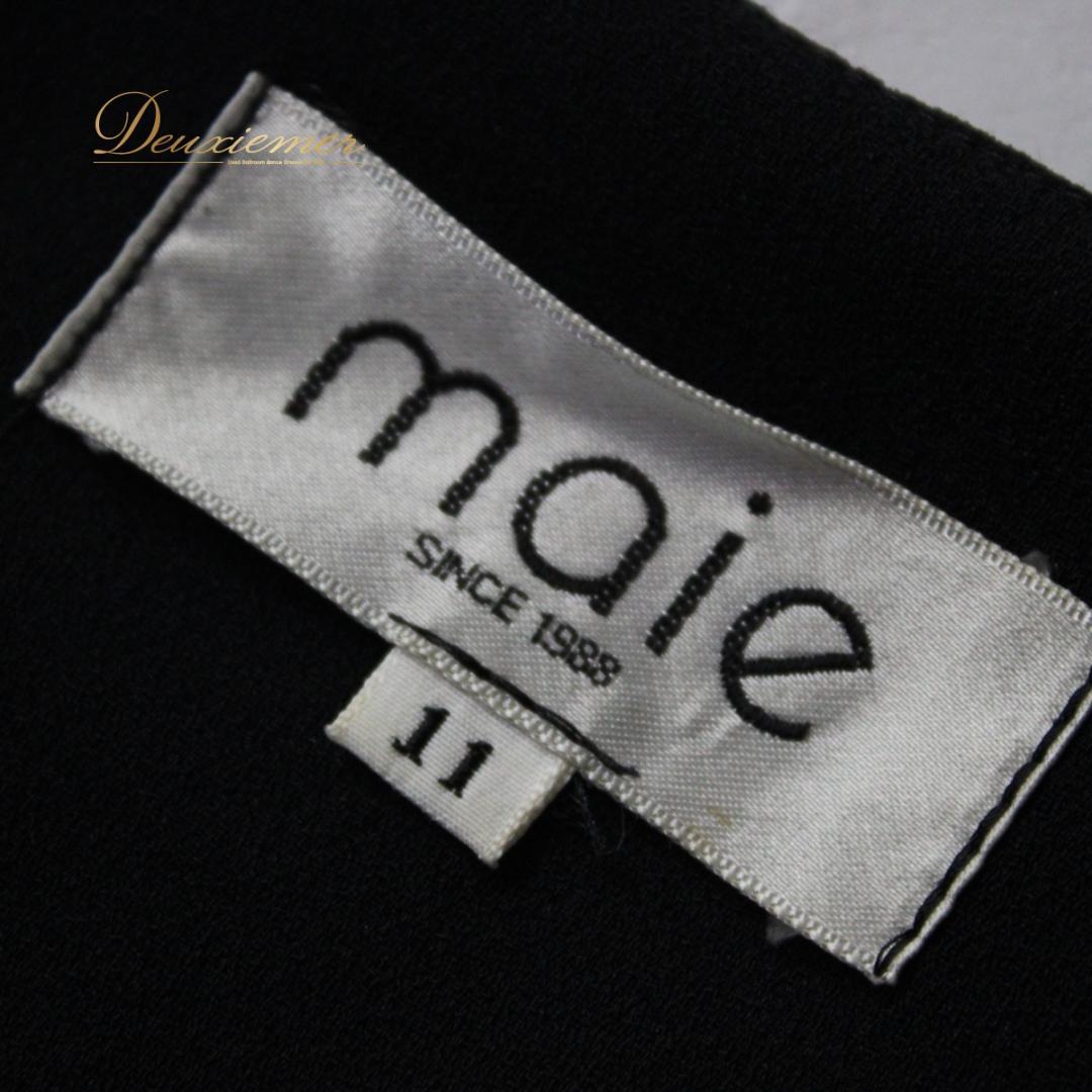 【社交ダンス衣装】ワンピース ドレス ツーピース maie 黒 長袖 袖なし