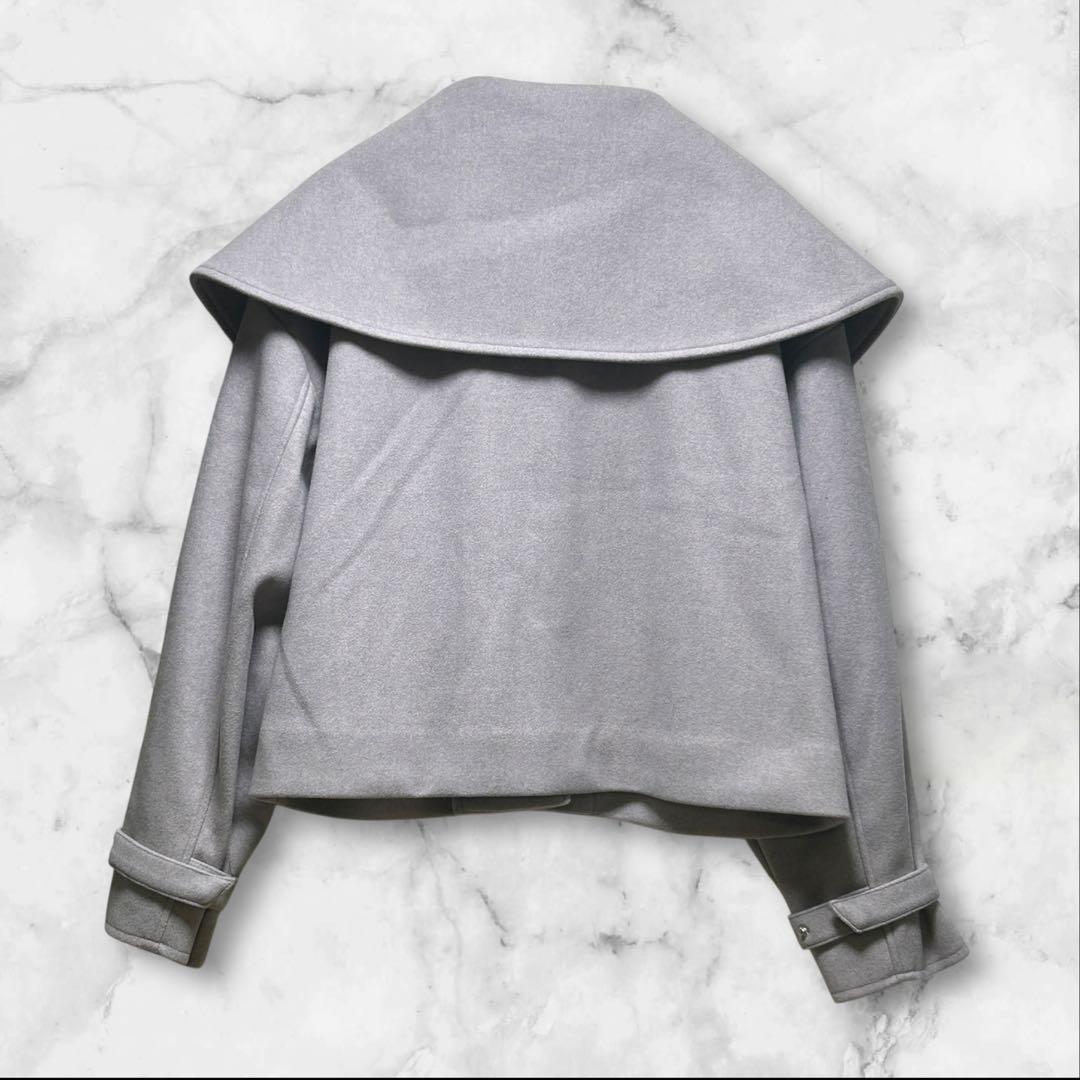 【新品】MISCH MASCH ビッグカラーショートコート M ライトグレー