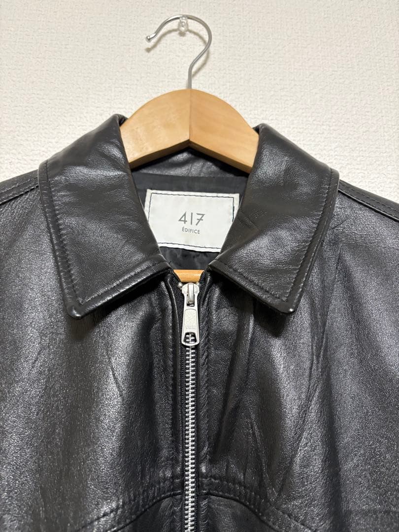 417 ブラック レザー ジャケットEDIFICE