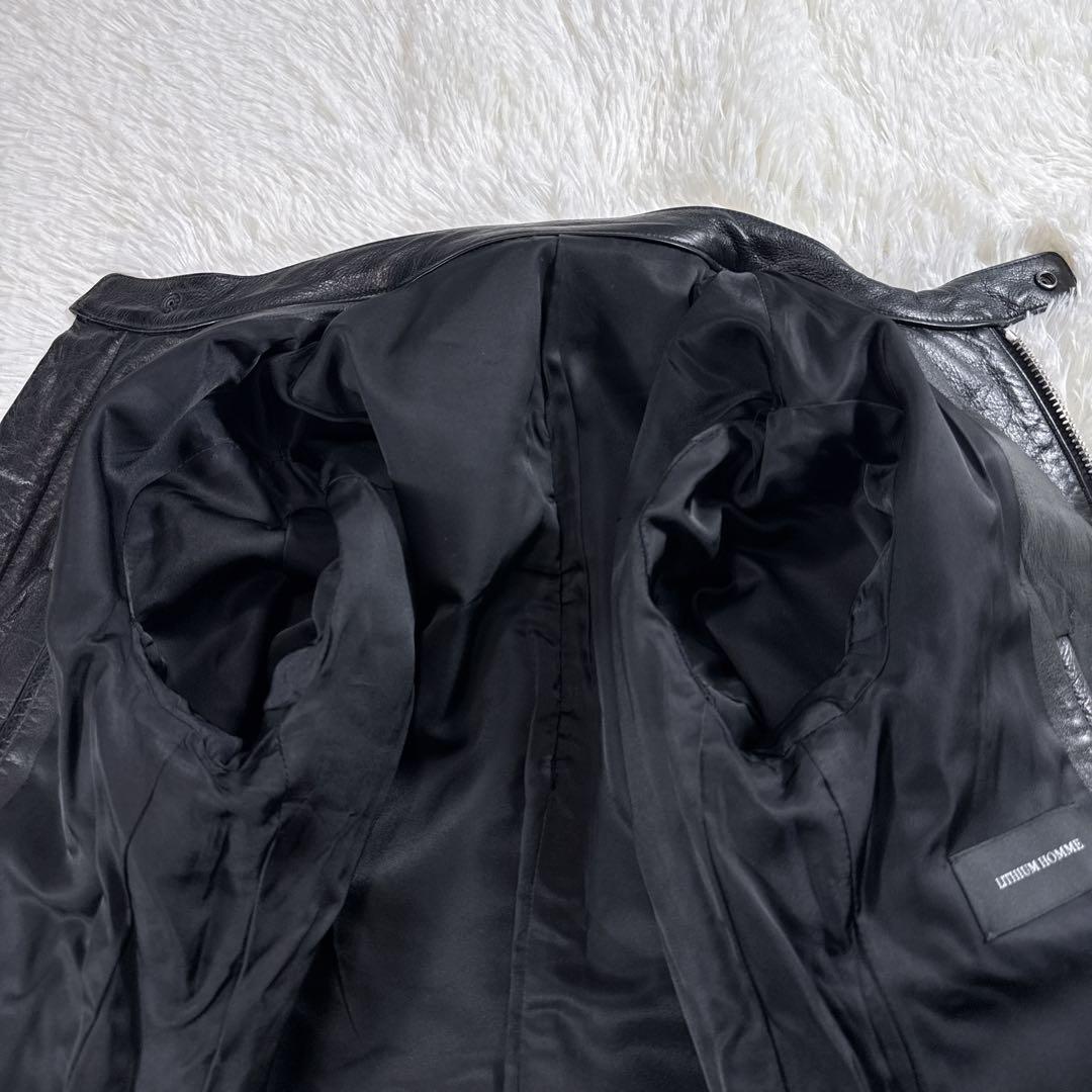 リチウムオム カウレザー シングルライダースジャケット ブラック 44 S