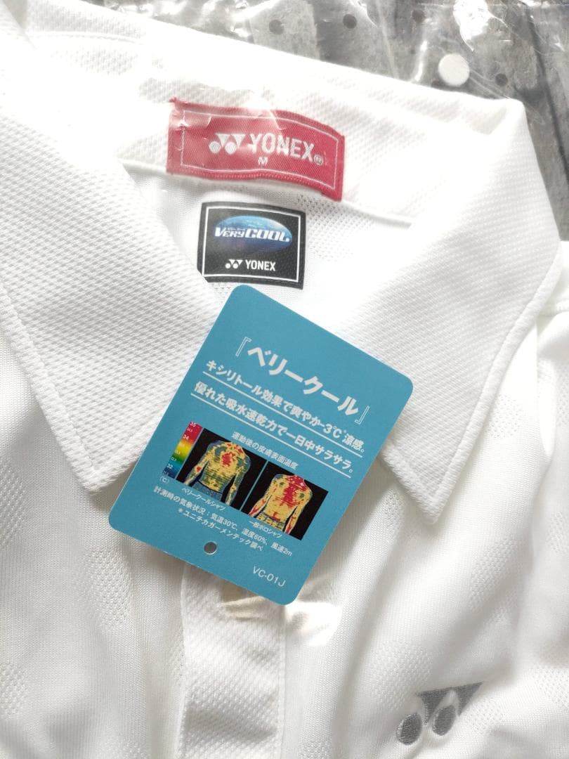 YONEX ヨネックス ポロシャツ 白 ドット柄 水玉メッシュ Mサイズ