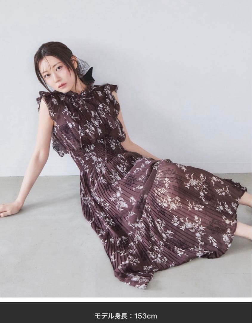 【正規品】snidel プリントプリーツシャーリングワンピース BRW 0