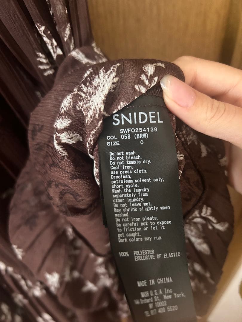 【正規品】snidel プリントプリーツシャーリングワンピース BRW 0