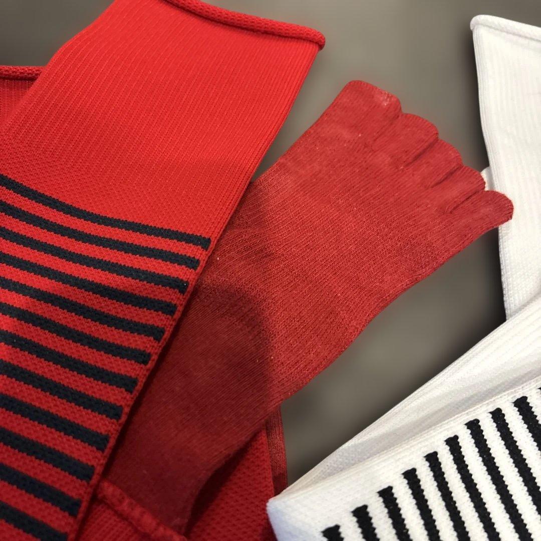 Nike 支給品　5本指！サッカーソックス 赤 白 ストライプ