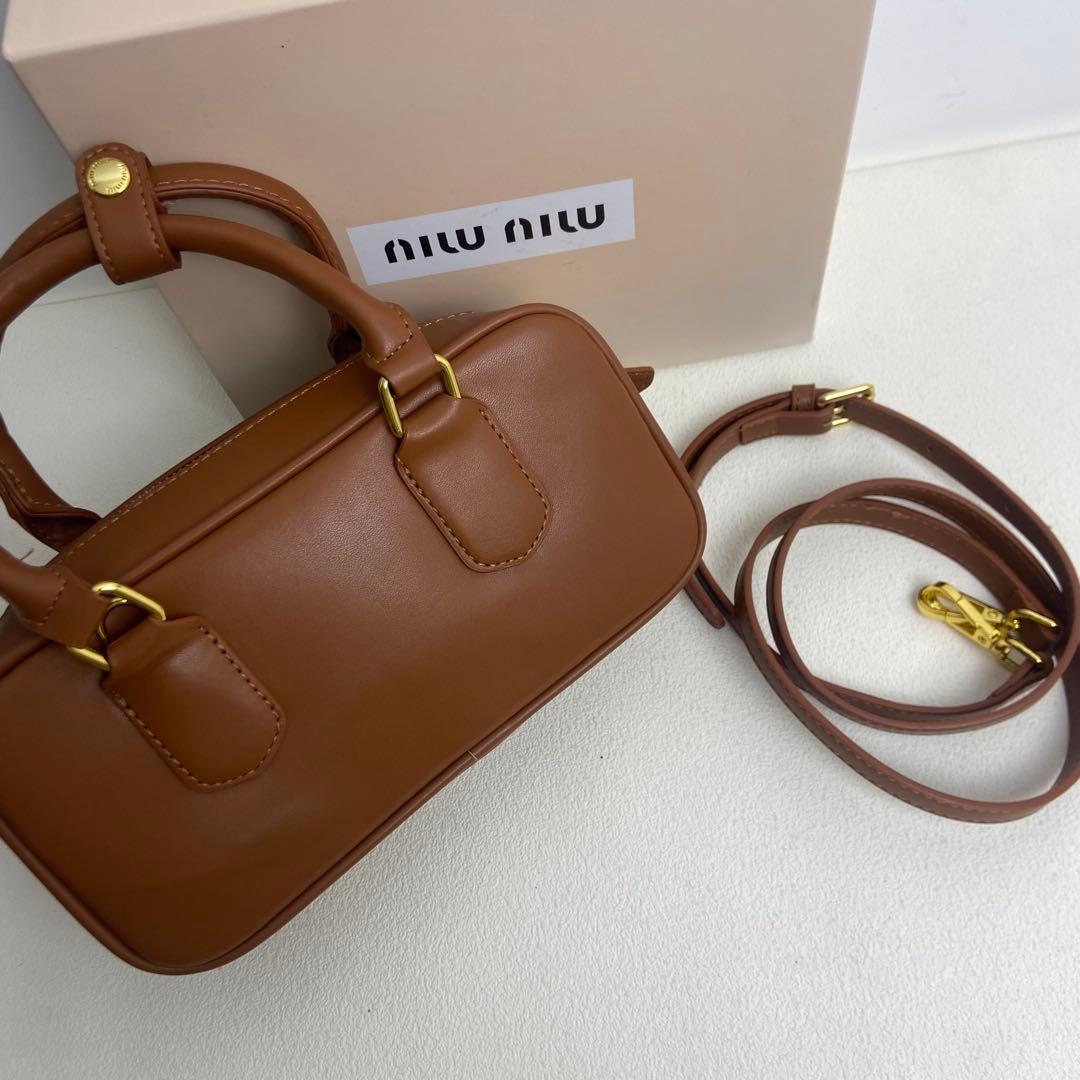 Miu Miu レザーボーリングバッグ キャラメルブラウン 2WAY