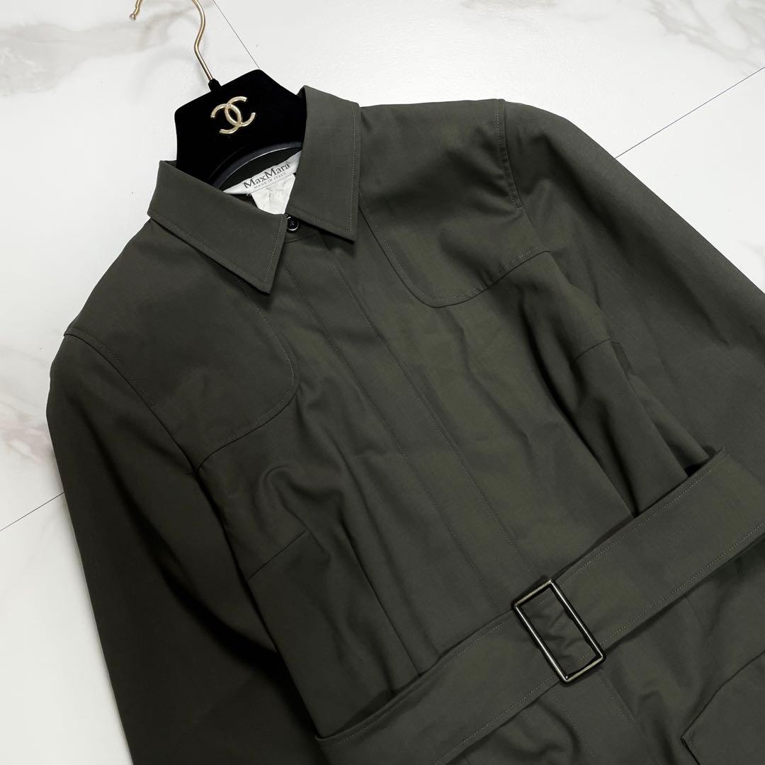 MaxMara 最高級白タグ ベルテッドシャツワンピース バージンウール