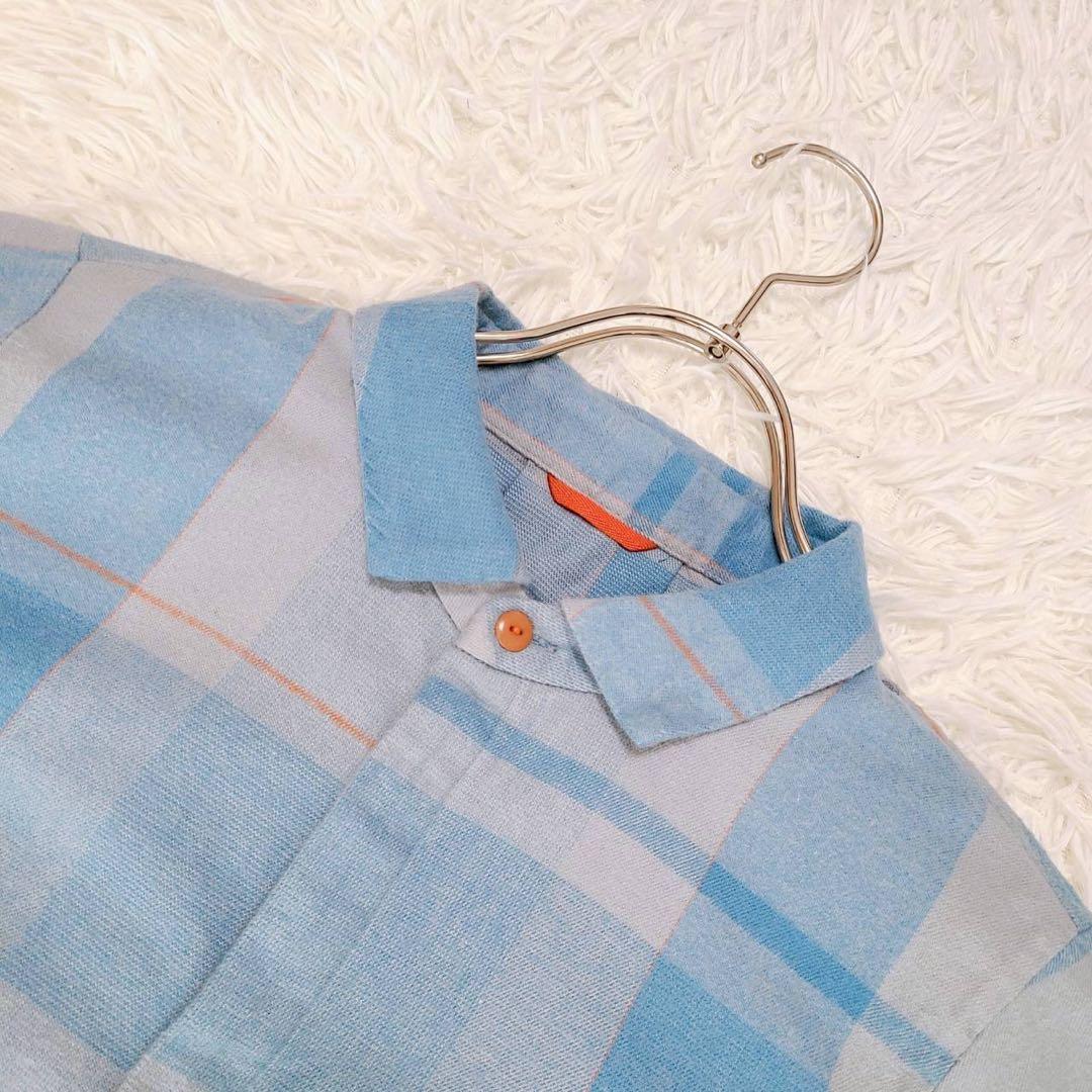 美品 【パラスパレス】 ネルシャツ チェック柄シャツ (M) ブルー系 可愛い