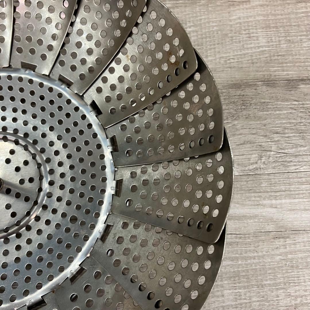 D-4 昭和レトロ 折りたたみ 蒸し器 ステンレス フリーサイズ 古道具