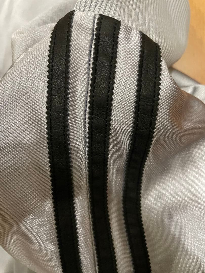 【希少】adidas トラックジャケット　シルバー×黒レザー　セットアップ　M