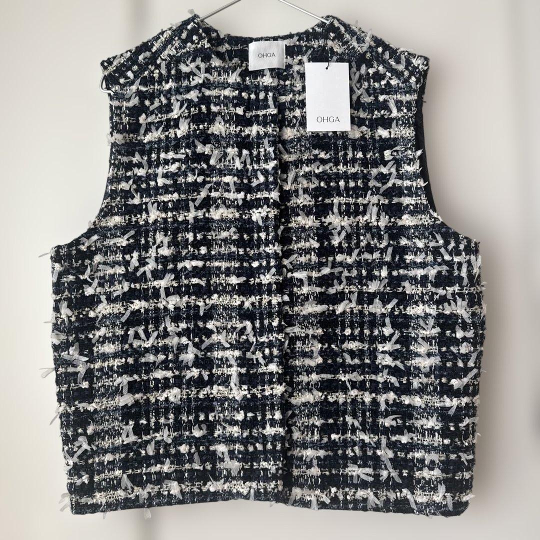 新品未使用タグ付き　OHGA TWEED GILET ブルー