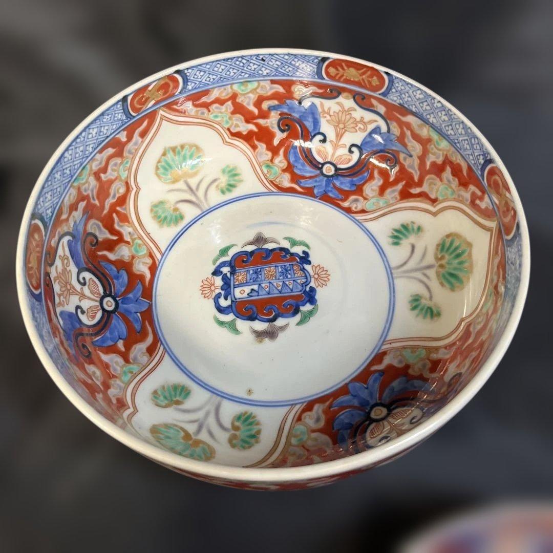 古伊万里 深江製 鉢 赤絵 蓮紋 菓子器 大小 2組