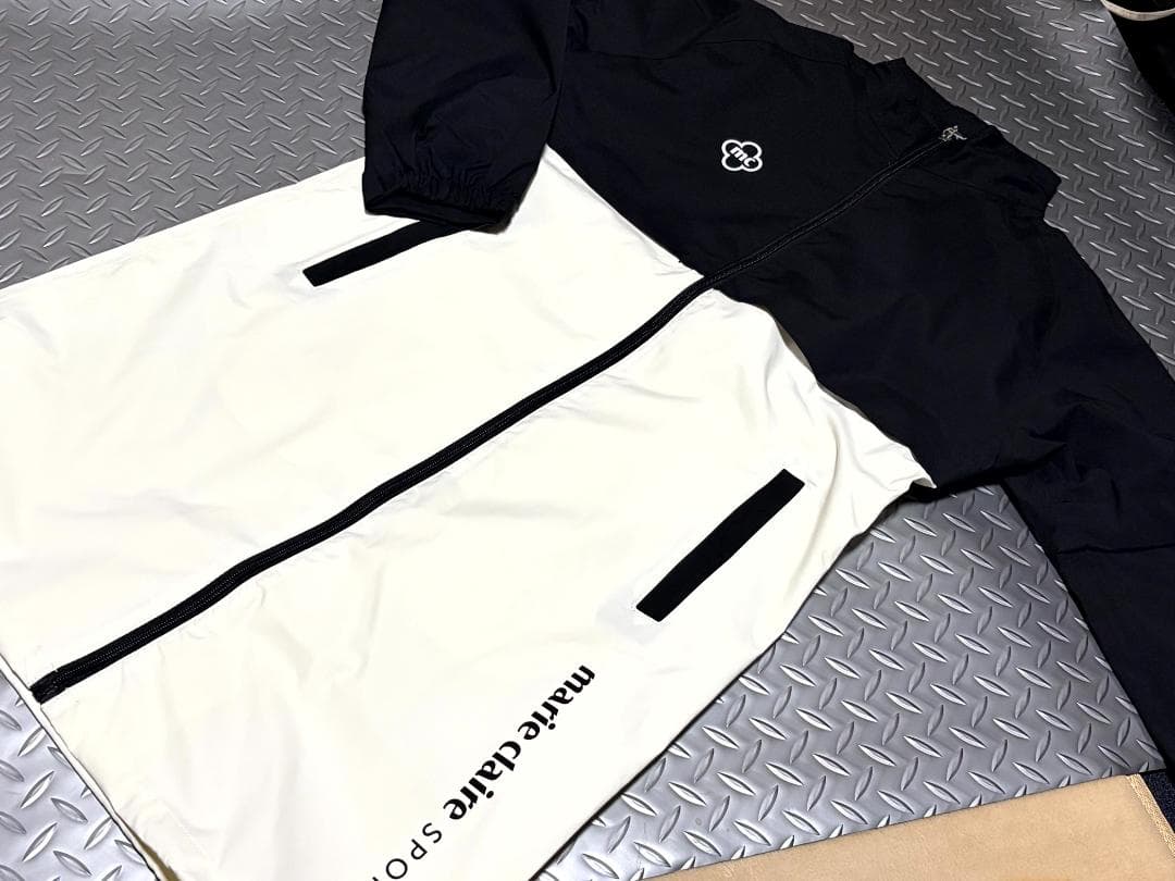B品★マリ・クレールゴルフ★長袖半袖レインウェアレッグカバー付き★L/BK