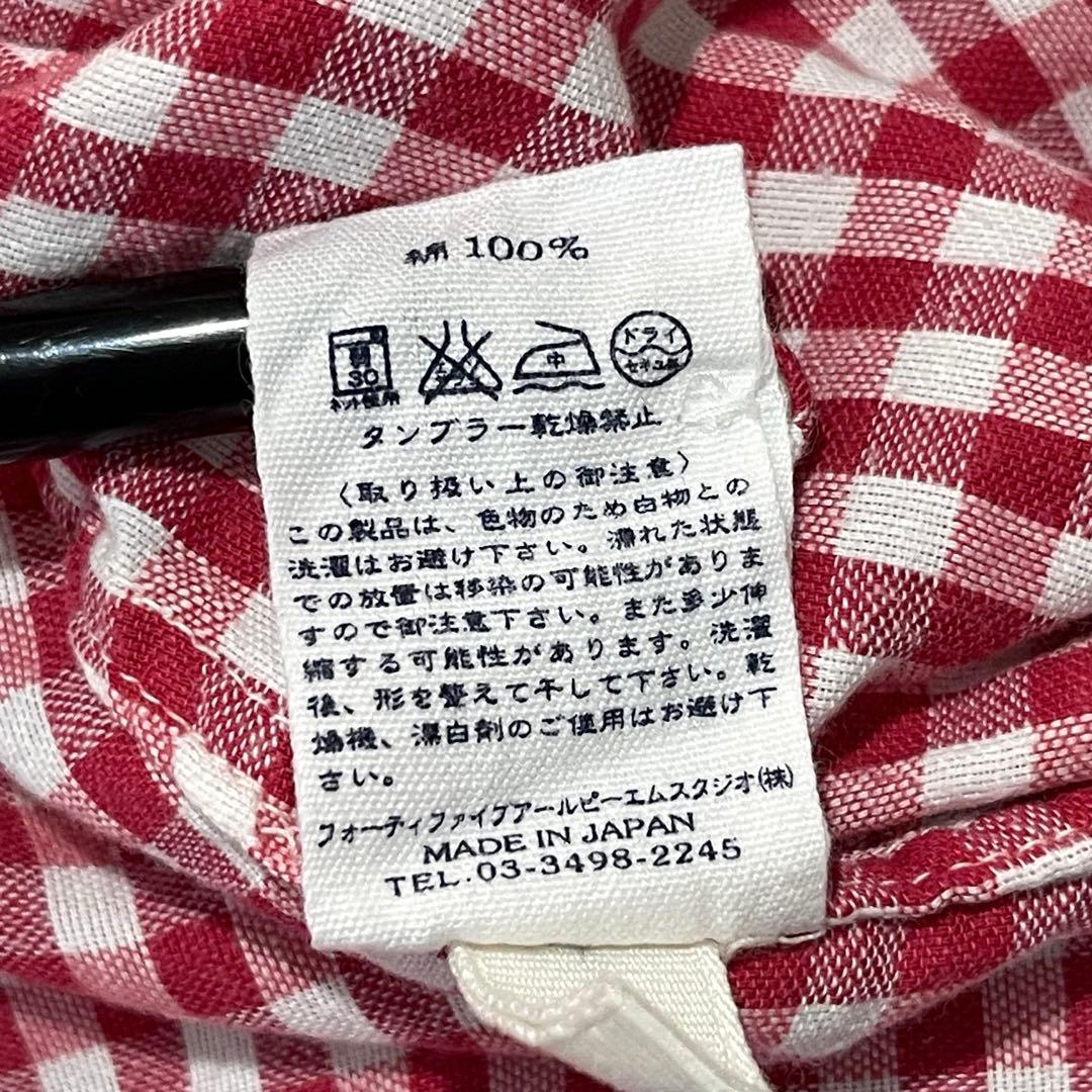 45R YUKI COTTON シャツワンピース スキッパー 赤 ギンガム