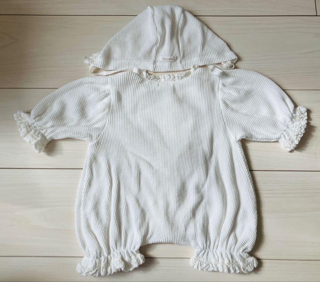 cieldebebe/シエルドべべ 退院着 長袖 ボンネット アイボリー XS