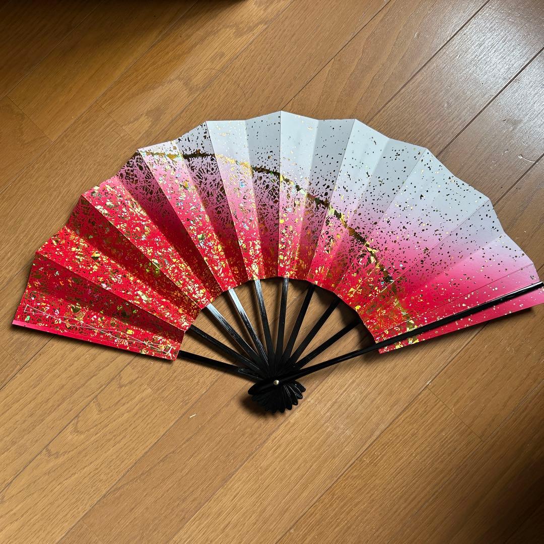 舞扇子 赤白金箔模様 ⑰