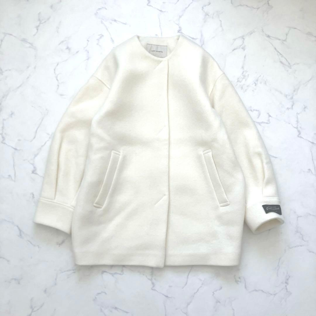 上質✨24AW ナノユニバース ウールカシミヤノーカラーミドル丈コート