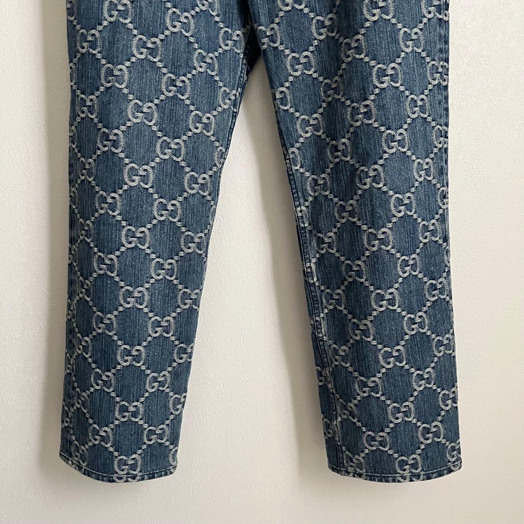 【美品✨】GUCCI グッチ　デニムパンツ　GG総柄　インディゴ　32 メンズ