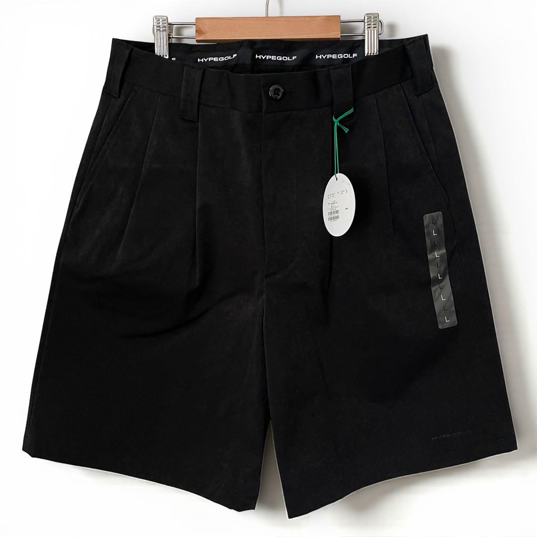 未使用 タグ付き HYPEGOLF ハリ感素材 ハーフパンツ size L 黒