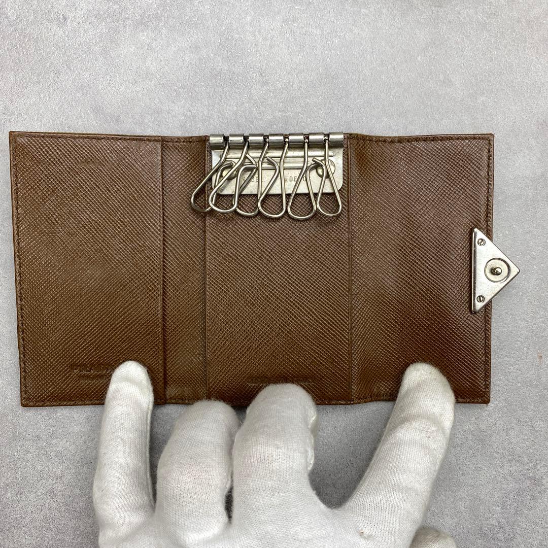 PRADA プラダ キーケース 6連 三角ロゴ TABACCO ナイロン